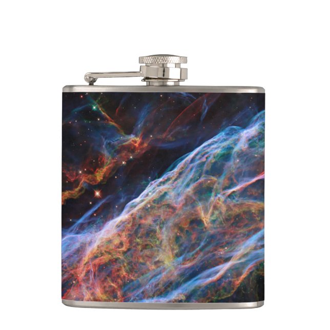 Veil Nebula Supernova Remnants Hubble Telescope Flask (Front)