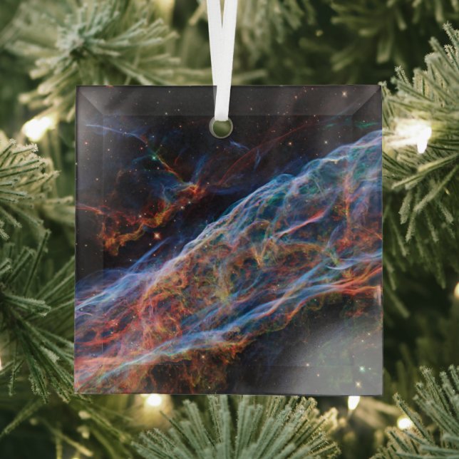 Veil Nebula Supernova Remnants Hubble Telescope Glass Ornament (Insitu)