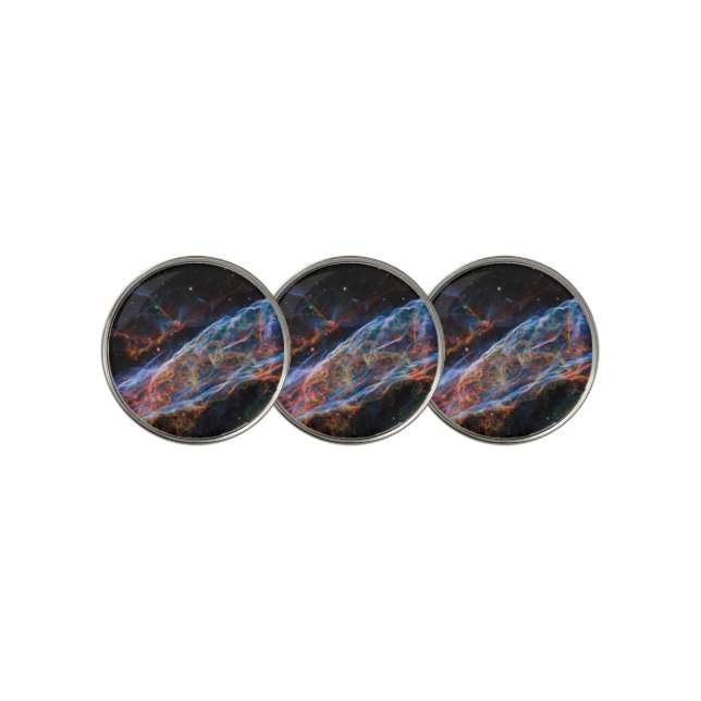 Veil Nebula Supernova Remnants Hubble Telescope Golf Ball Marker (3 Up)