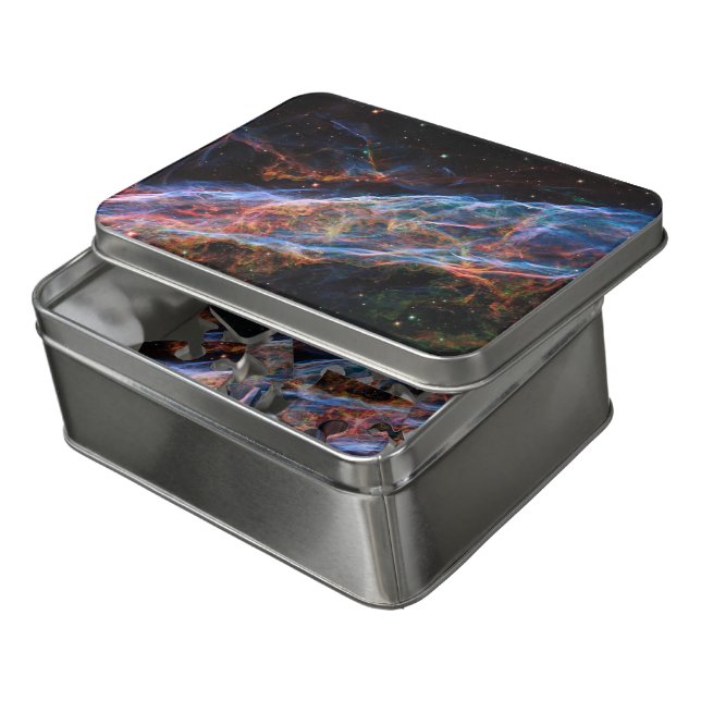 Veil Nebula Supernova Remnants Hubble Telescope Jigsaw Puzzle (Lid Open)
