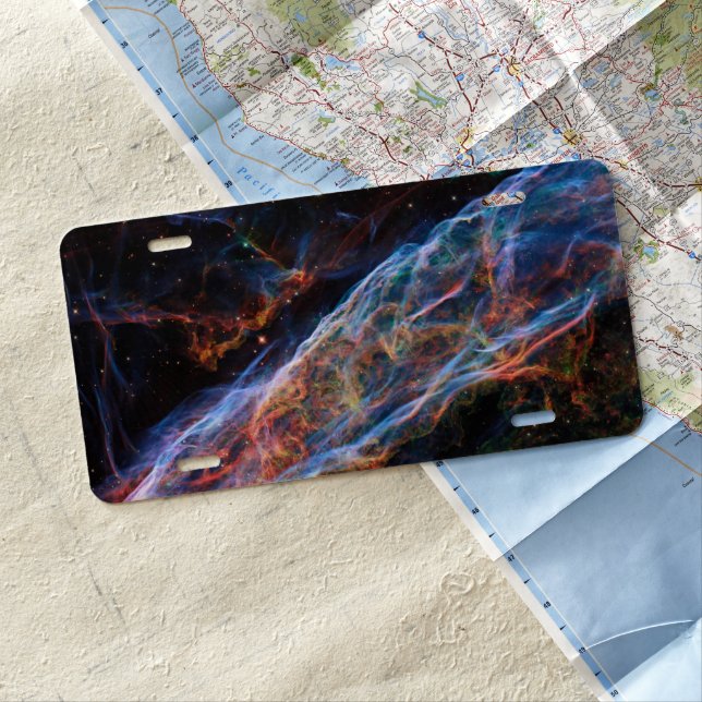 Veil Nebula Supernova Remnants Hubble Telescope License Plate (In Situ)
