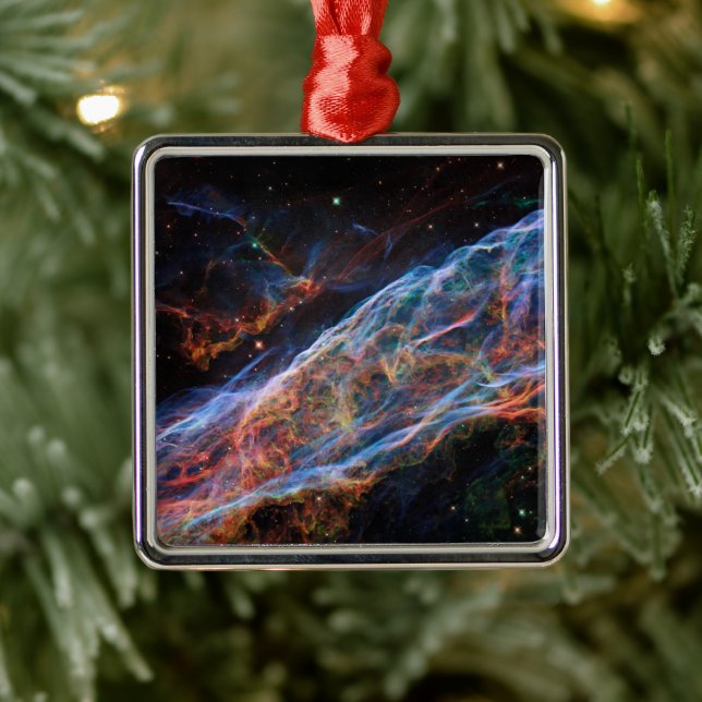 Veil Nebula Supernova Remnants Hubble Telescope Metal Ornament (Tree)
