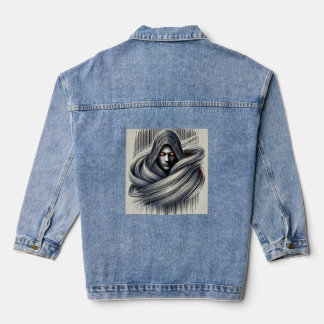 "Veil of Valor: The Devil Angel" Denim Jacket