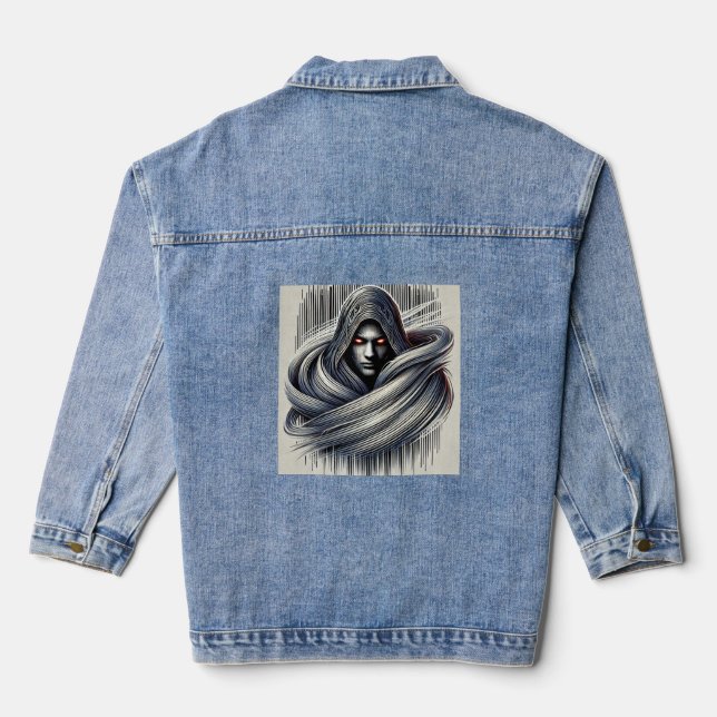 "Veil of Valor: The Devil Angel" Denim Jacket (Back)