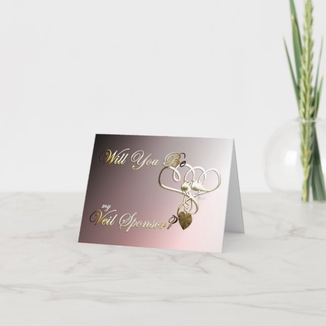 Veil sponsor wedding proposal invite doves heart (Front)