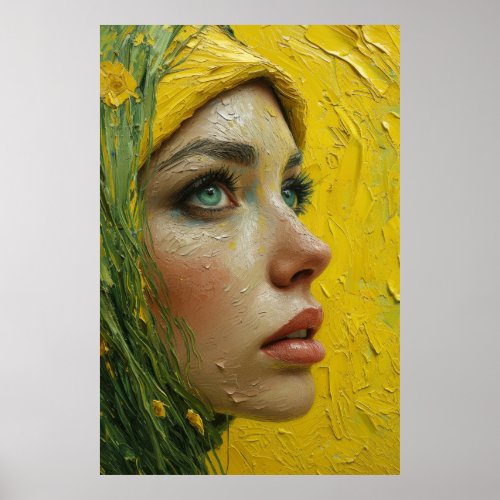 Veiled Beauty Oil Painting of a Woman Poster