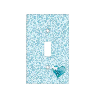Veiled Blue Heart & Butterfly Light Switch Cover