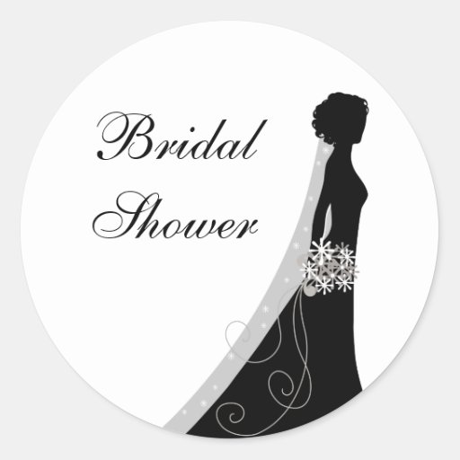 Veiled Bride Silhouette Bridal Shower Stickers | Zazzle