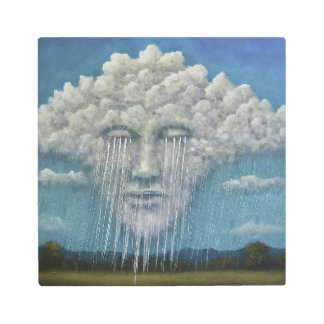 Veiled Enigma: Rainfall Beyond the Grey Metal Print