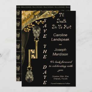 Veiled Gold Nuggets & Skeleton Keys Hallowedding I Invitation
