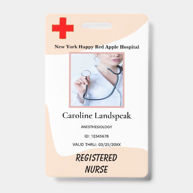 Veiled Rose Employee Photo Logo for Hospital Nurse Badge (Front)