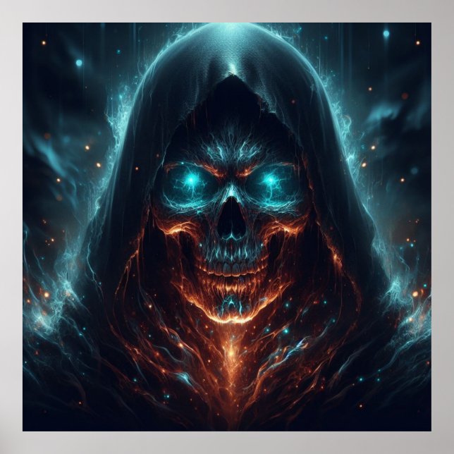 Veiled Shadows - Mystical Skull Art Poster (Front)