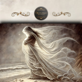 Veiled Woman by the Sea Decoupage Tissue Paper