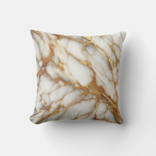 Veins of Elegance Calacatta Gold Marble Texture Throw Pillow