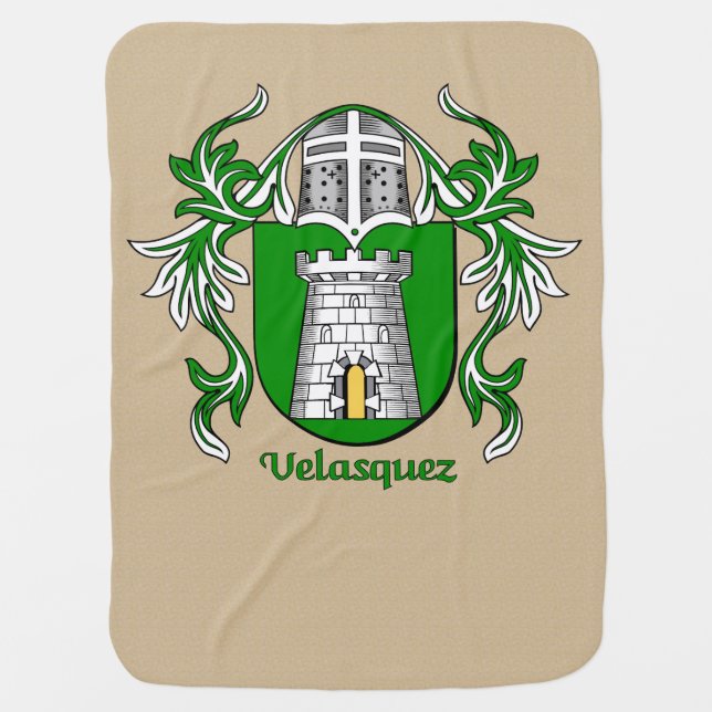 Velasquez Heraldic Shield and Mantling Receiving Blanket (Front)