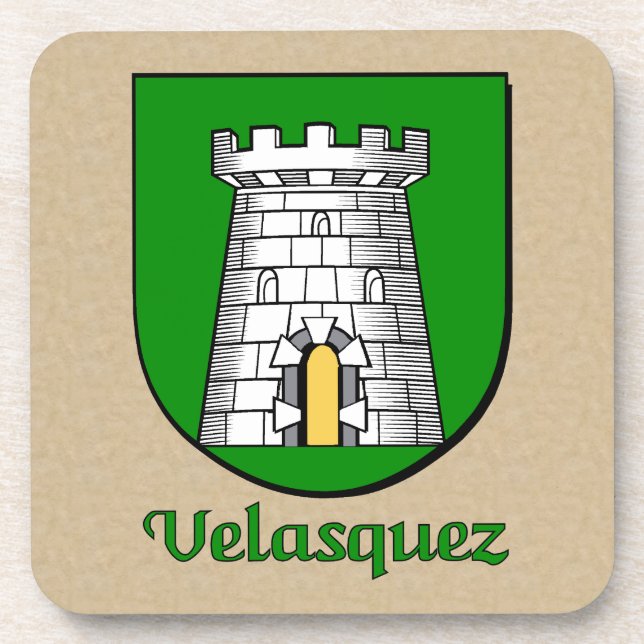 Velasquez Heraldic Shield Drink Coaster (Front)