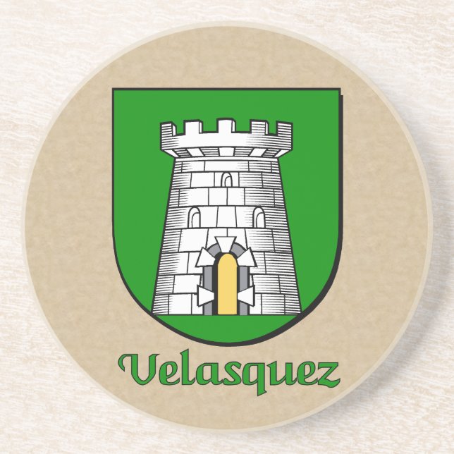 Velasquez Heraldic Shield Drink Coaster (Front)
