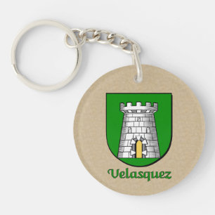 Velasquez Historical Shield and Spanish Flag Keychain