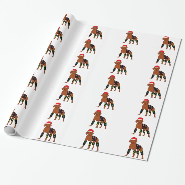 Velcro Christmas Vizsla Wrapping Paper (Unrolled)