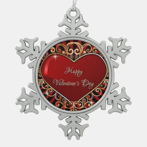 Velentain Day Desion Logoâââ Snowflake Pewter Christmas Ornament