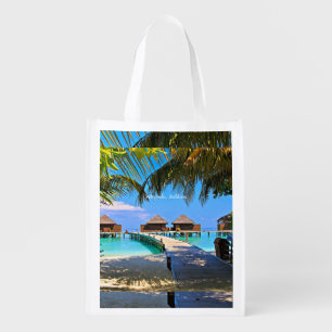 Veligandu, Maldives tropical scene Grocery Bag