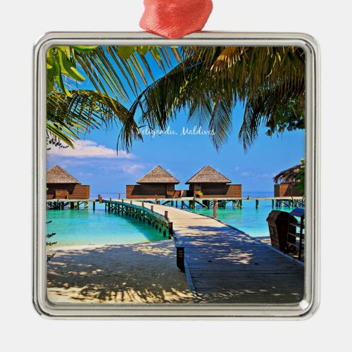 Veligandu Maldives tropical scene Metal Ornament