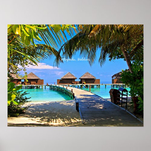 Veligandu Maldives tropical scene Poster