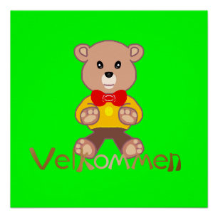 Velkommen Bear Apple Green Welcome Poster