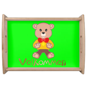 Velkommen Bear Apple Green Welcome Serving Tray