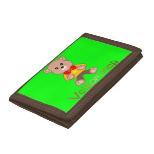 Velkommen Bear Apple Green Welcome Tri-fold Wallet