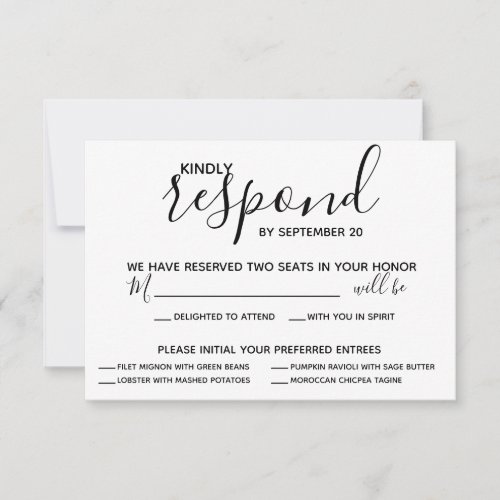 Vellum Black Rustic Script Photo Wedding RSVP