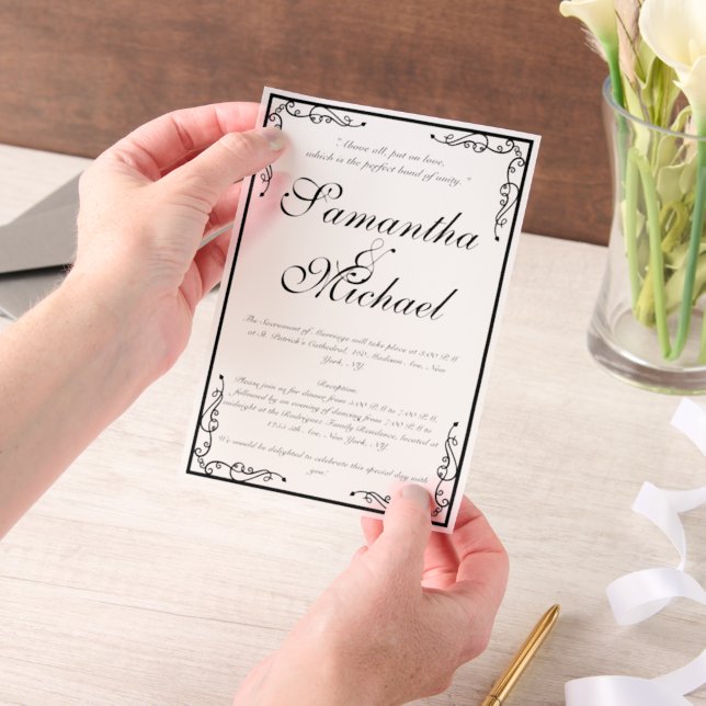 Vellum Classic Church Wedding Invitations (Handheld)