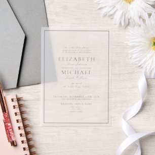 Vellum Elegant Black Classic Script Wedding Invitations