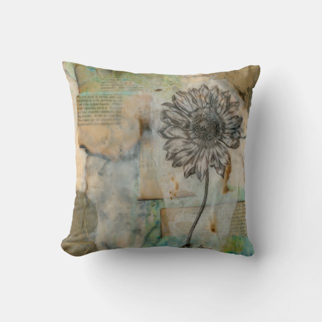 Vellum Floral I Throw Pillow (Front)