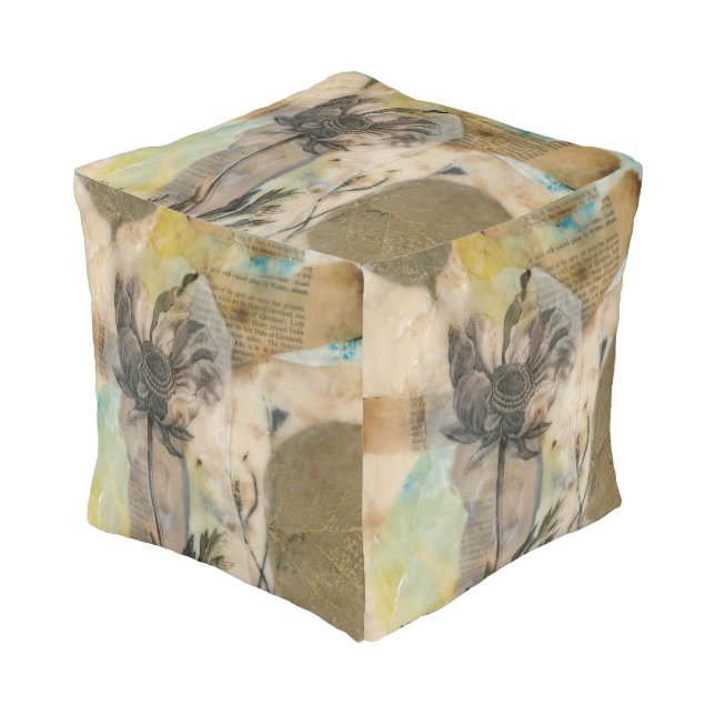 Vellum Floral II Pouf (Angled Front)