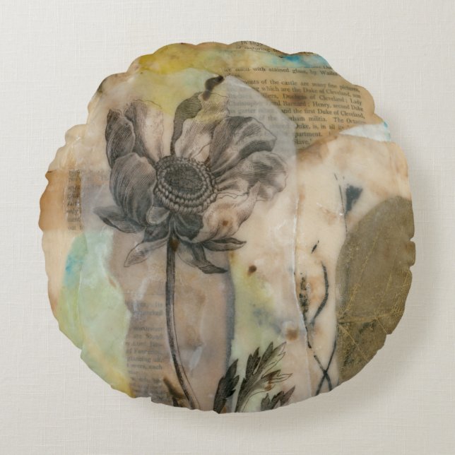 Vellum Floral II Round Pillow (Front)