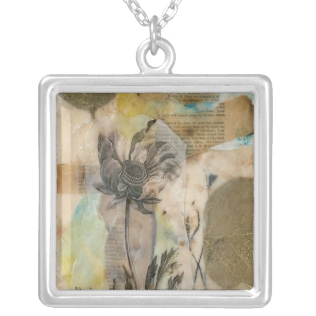 Vellum Floral II Silver Plated Necklace (Front)