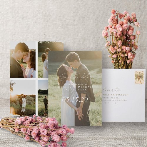 Vellum Look Hand Lettered Typography 5 Photo Save The Date