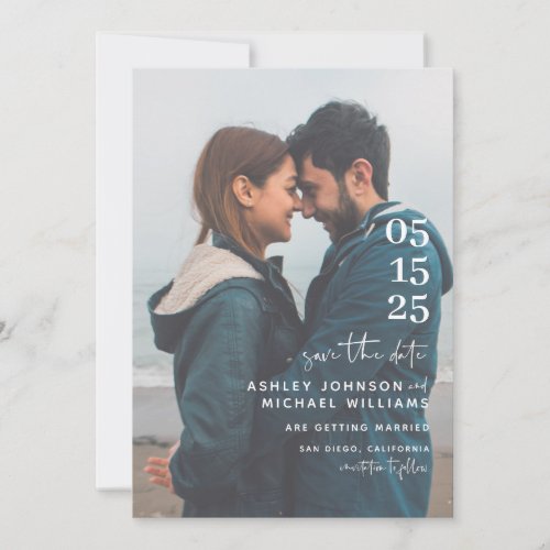 Vellum Look Hand Lettered Typography Photo Save The Date