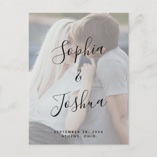 Vellum Look Modern Calligraphy Photo Save the Date Postcard