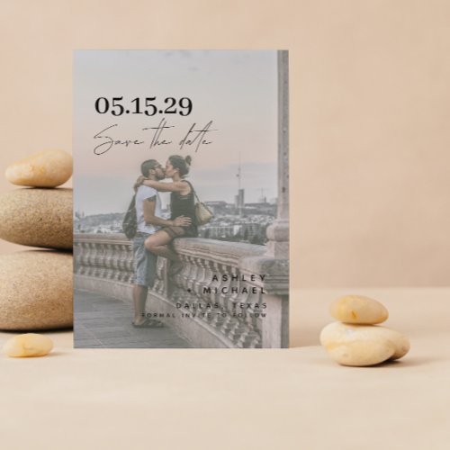 Vellum Look QR Code Typography Photo Save The Date