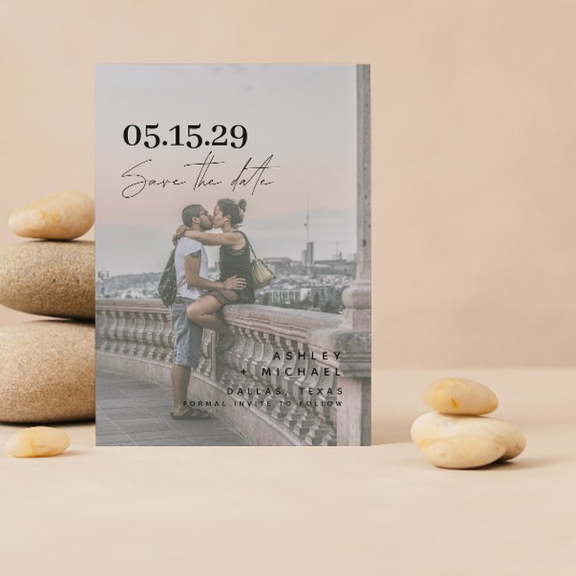 Vellum Look QR Code Typography Photo Save The Date (Set the Date! Elegant Wedding Save-the-Date 💌💍 [Personalize & Send])