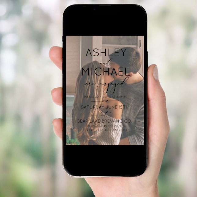 Vellum Overlay 2 Photo Calligraphy Engagement Invitation (Front Digital)