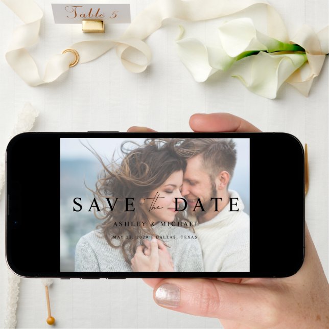 Vellum Overlay Elegant Modern 5 Photo Engagement  Save The Date (Front Digital)