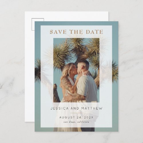 Vellum Overlay Full Photo Save the Date Announcement Postcard