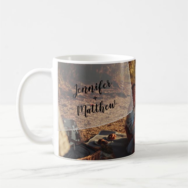 Vellum Overlay Personalized Wraparound Photo  Coffee Mug (Left)
