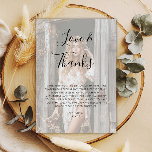 Vellum Overlay Photo Love & Thanks Bridal Shower Thank You Card