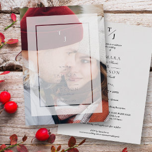 Vellum Transparency Effect Photo Wedding Initials Foil Invitation