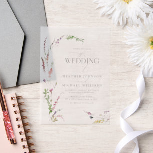 Vellum Trendy Elegant Wildflower Floral Wedding Invitations