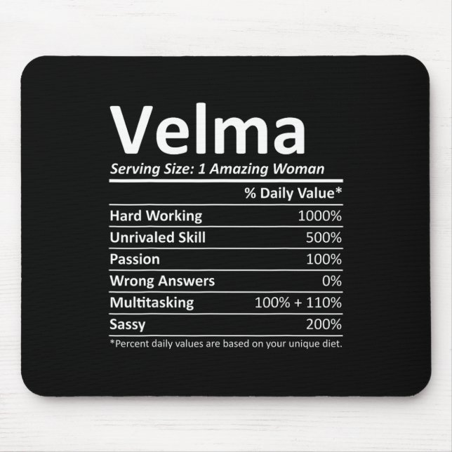 Velma Nutrition Personalized Name Funny Christmas  Mouse Pad (Front)